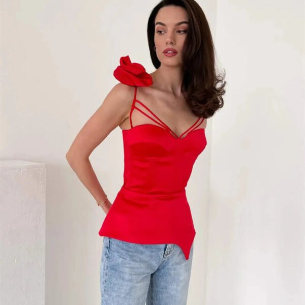 3D Floral Tassel Crop Top - Image 2